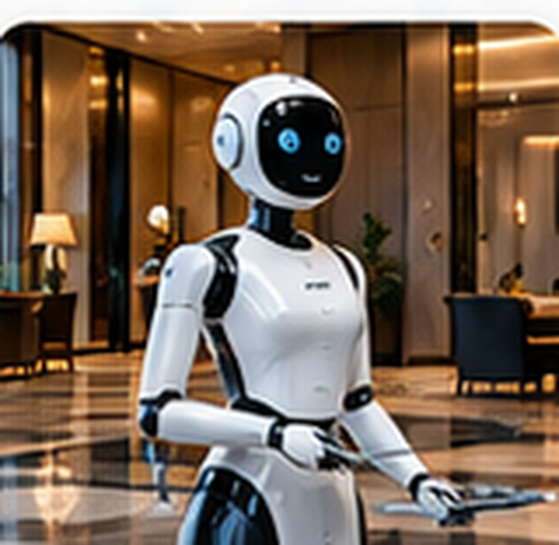 Robot umanoide in un ambiente di accoglienza