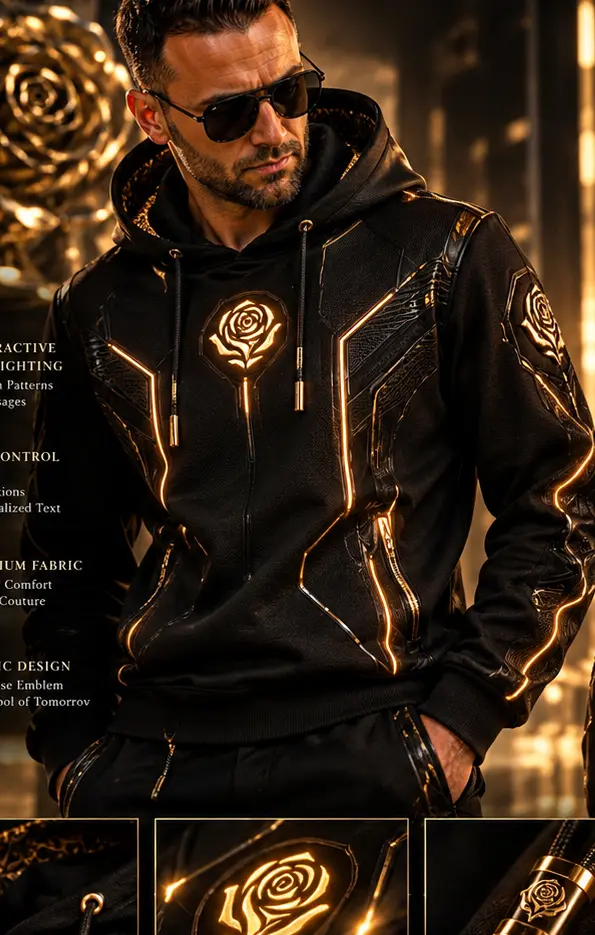 Felpa uomo nera e oro LADRODIROSE LIGHT ROSE