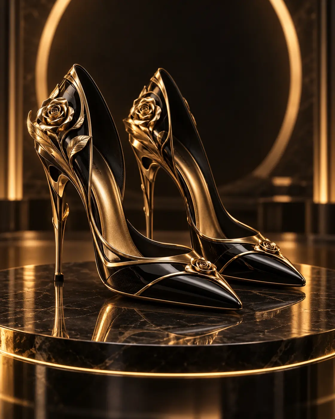 Décolleté donna nere e oro LADRODIROSE ROSE STEM