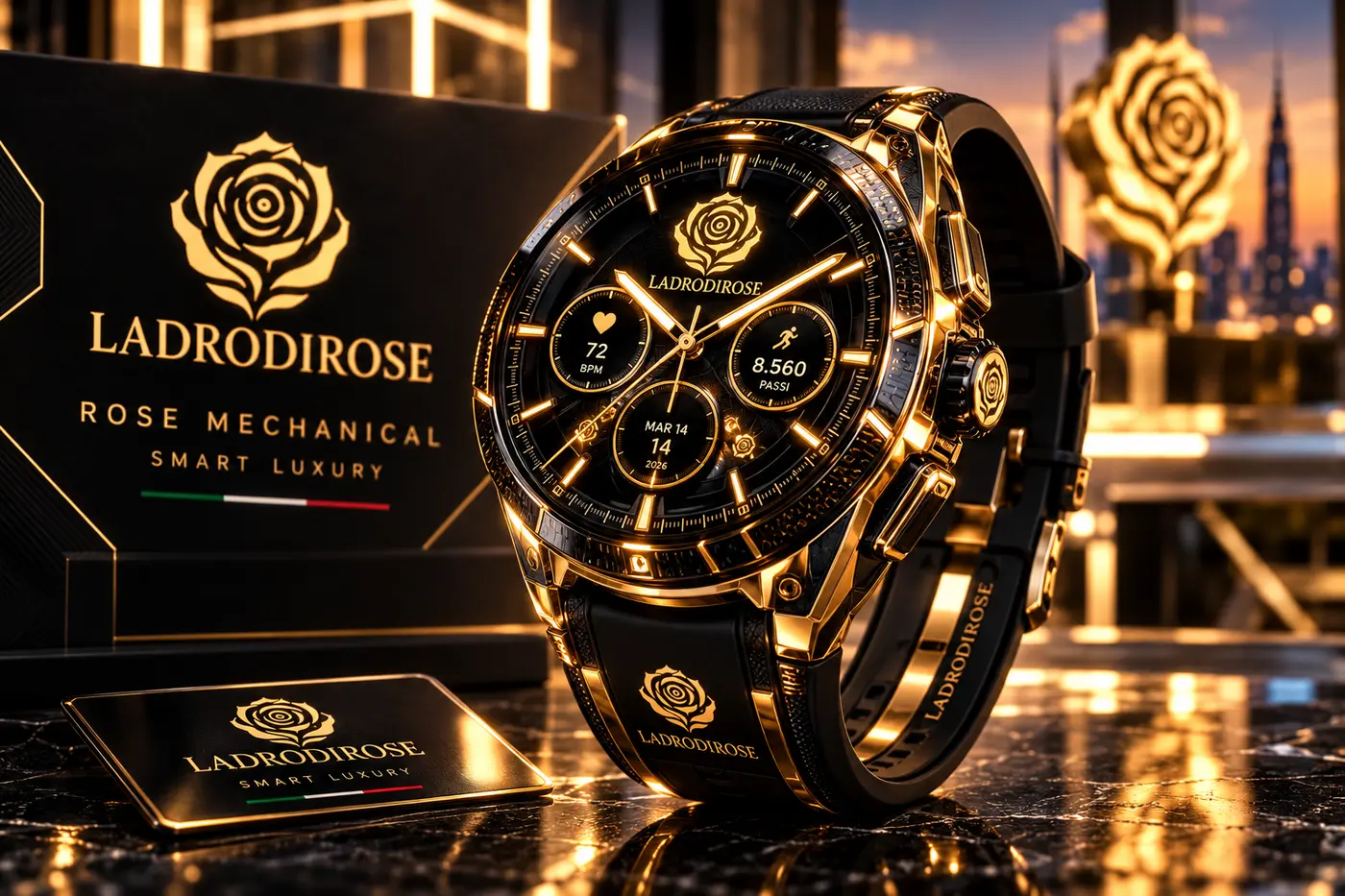 Smart watch nero e oro LADRODIROSE ROSE MECHANICAL