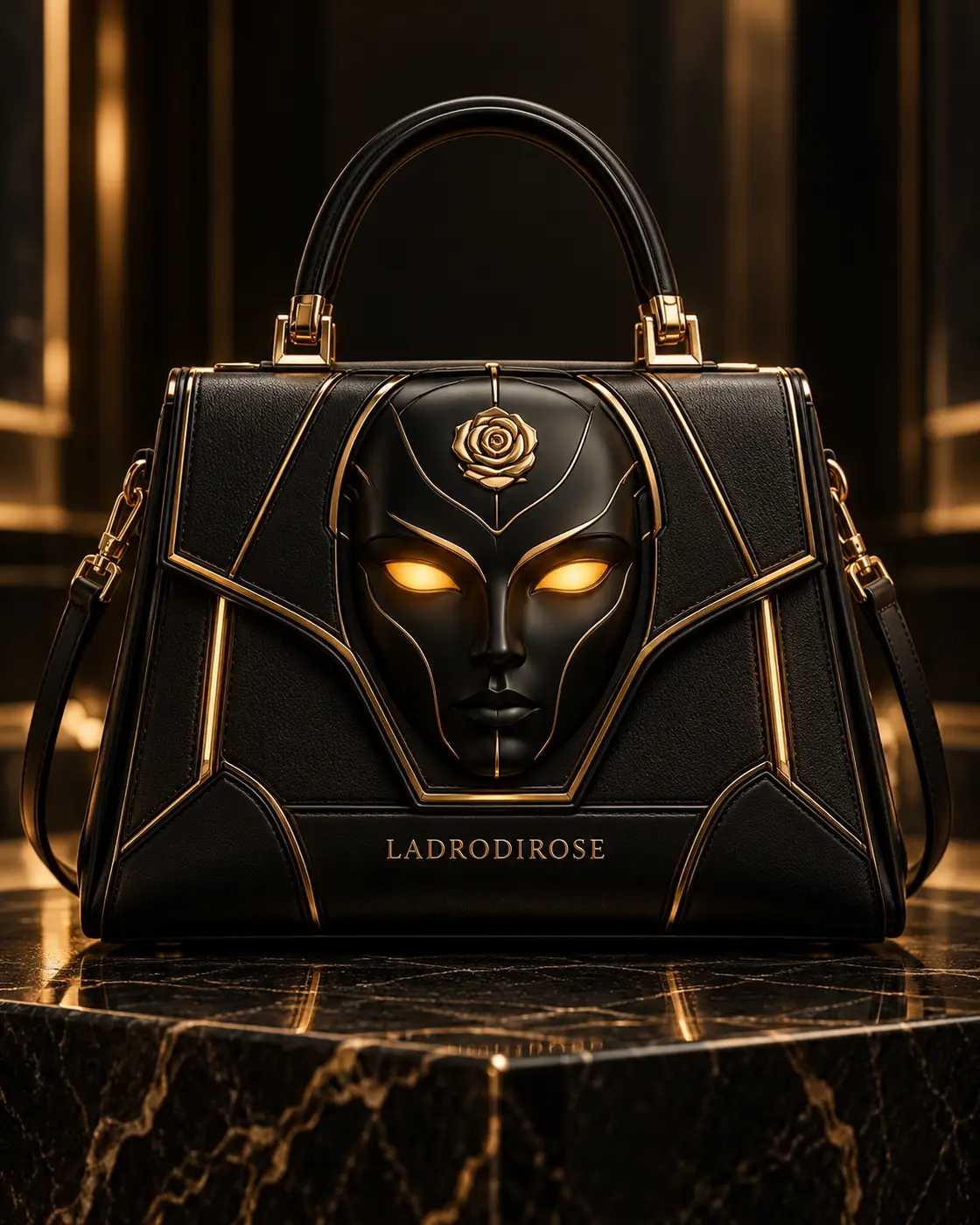 Borsa ginoide nera e oro LADRODIROSE GYNOID ELEGANCE