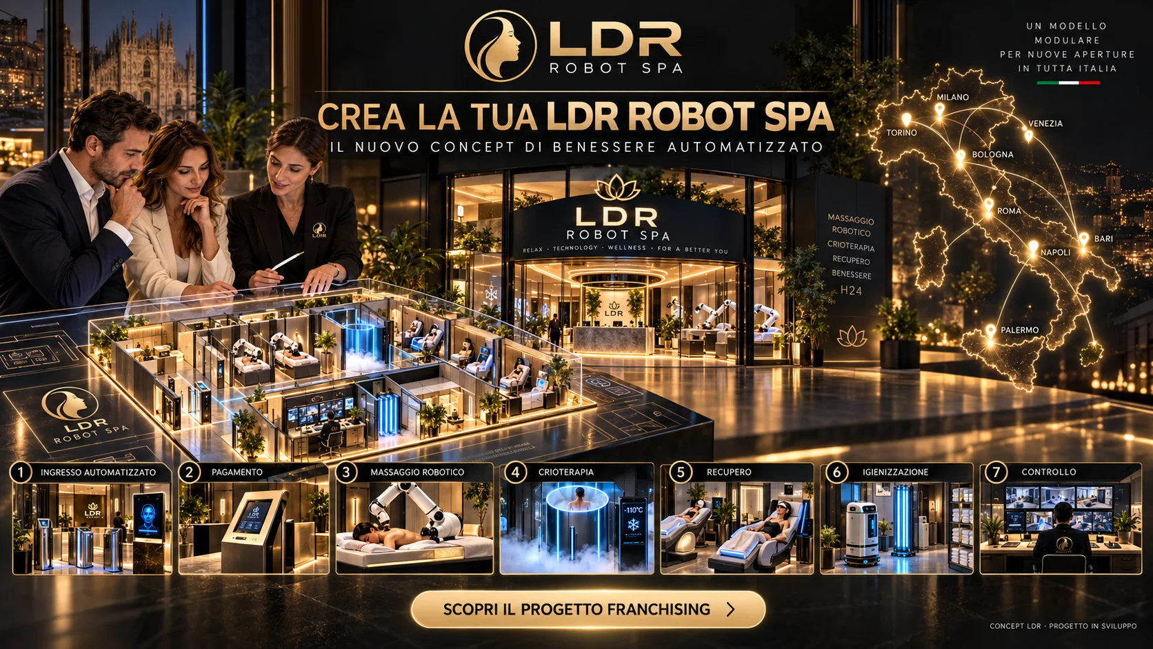 LDR Robot SPA 24/7 — concept franchising in sviluppo